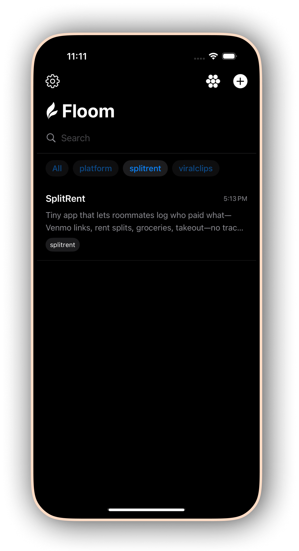 Smart tags and organization system in the Floom note-taking app